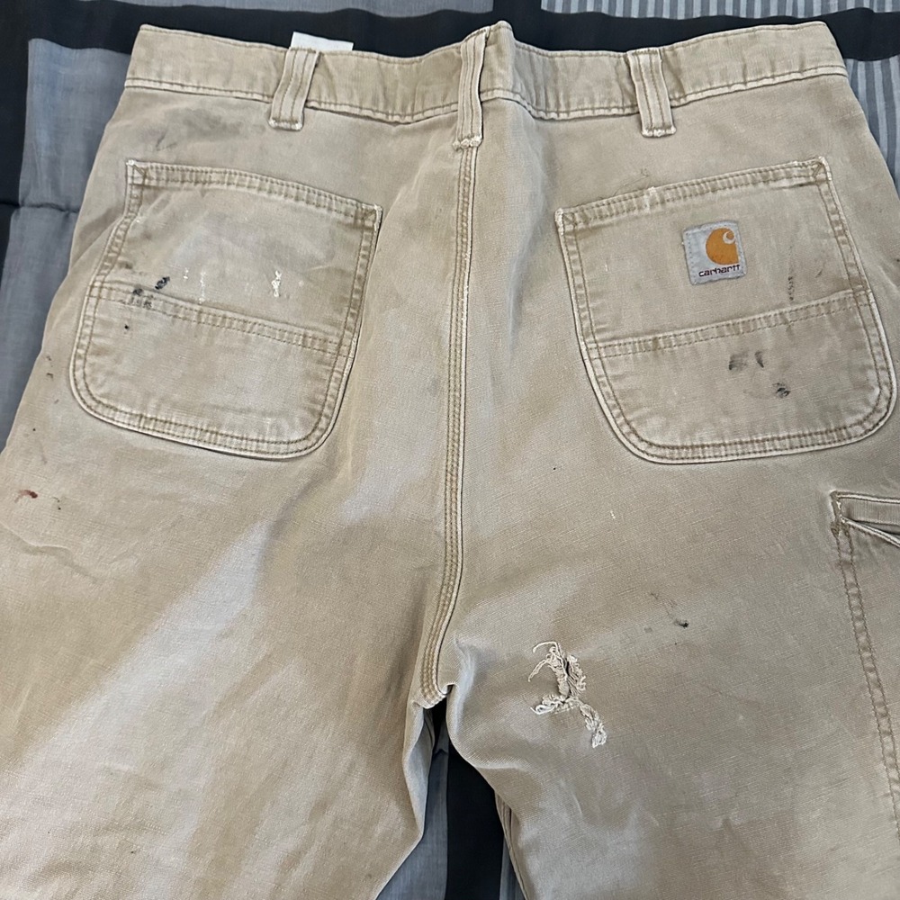 Carhartt Relaxed Fit Work‎ Pants Tan Canvas 38 X 30 Grunge Distressed - Picture 6 of 6